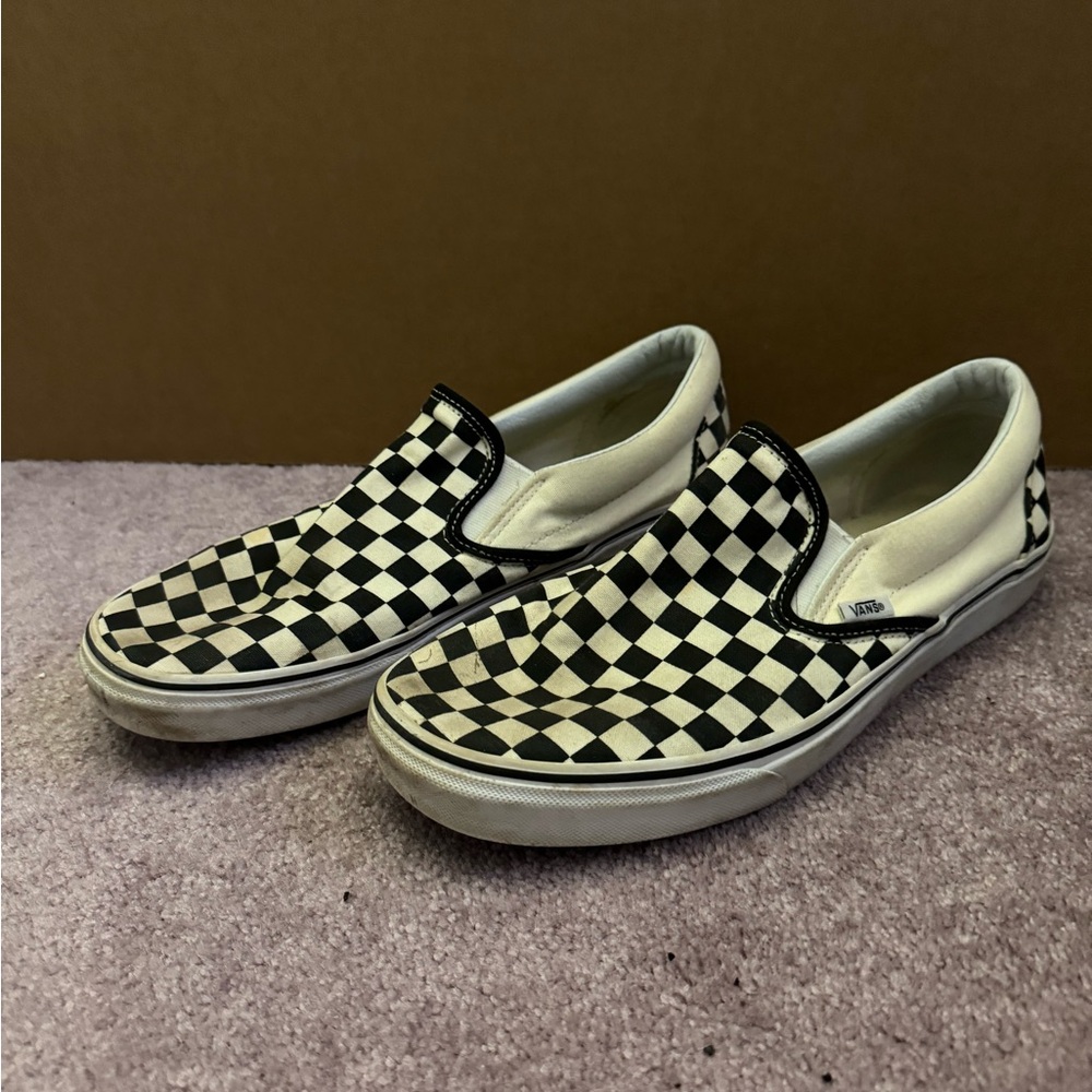 Checkered slip on vans